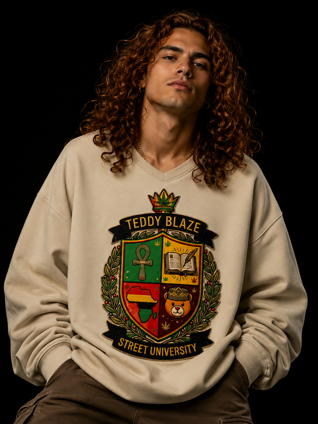 Campus Oversized V-Neck Jumper | VERY TEDDY