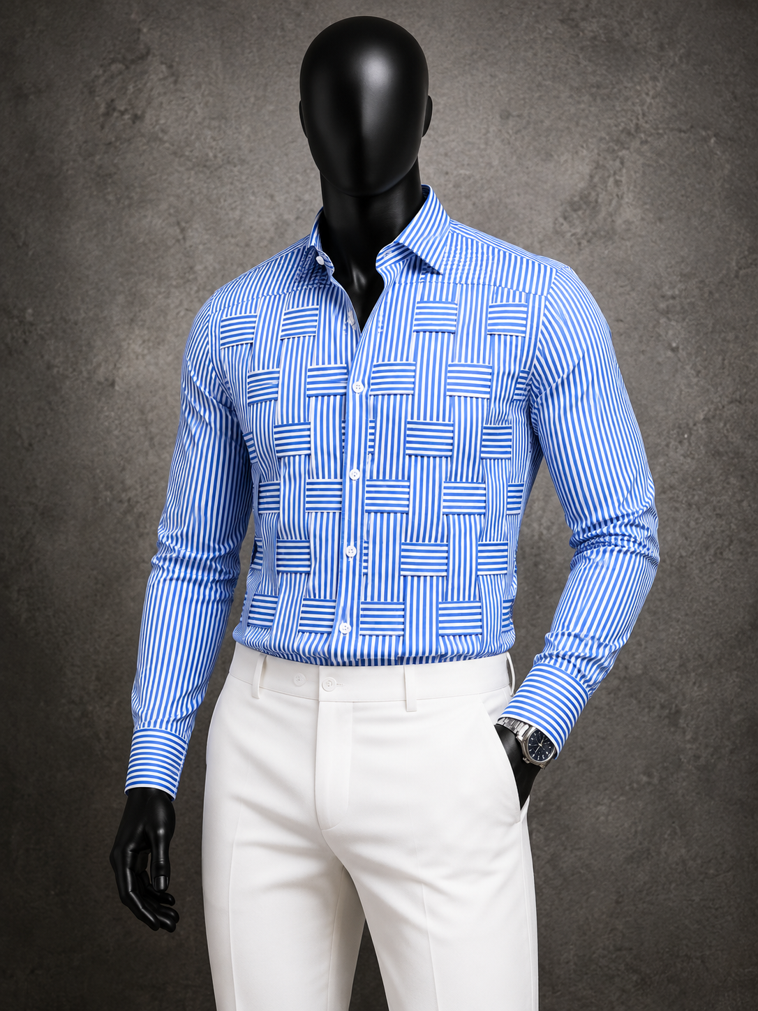 Riviera Basket Weave Stripe Shirt | Teddy Blaze Blue Label
