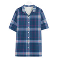 Shop the Royal Plaid Signature Camp Shirt by Teddy Blaze. 120 GSM featherlight blue plaid resort button-down with white star back logo from WHAT'S ON TOP.