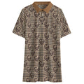 Shop the Sankofa Tweed Mudcloth Golf Polo by Teddy Blaze. Breathable birdseye knit featuring a houndstooth print and iconic Sankofa motif in warm earth tones.