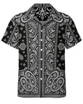 Teddy Blaze Signature Bandana Camp Shirt | Men's Black & White Paisley Short Sleeve Shirt