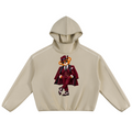 Shop the Signature Bearfather of Vegas Boxy Piping Detail Fleece Hooded Jumper by Teddy Blaze. 350 GSM sand fleece hoodie featuring contrast piping and brand personification The Bearfather.