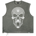 Shop the Signature Blazehead Distressed Grommet Eyelet Tank by Teddy Blaze. 270 GSM vintage washed charcoal cotton tank with silver eyelets from THE BLAZE MAN.
