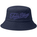 Shop the Teddy Blaze Signature Bucket Hat, a classic navy cotton bucket hat finished with tonal embroidered Teddy Blaze script for refined everyday streetwear.