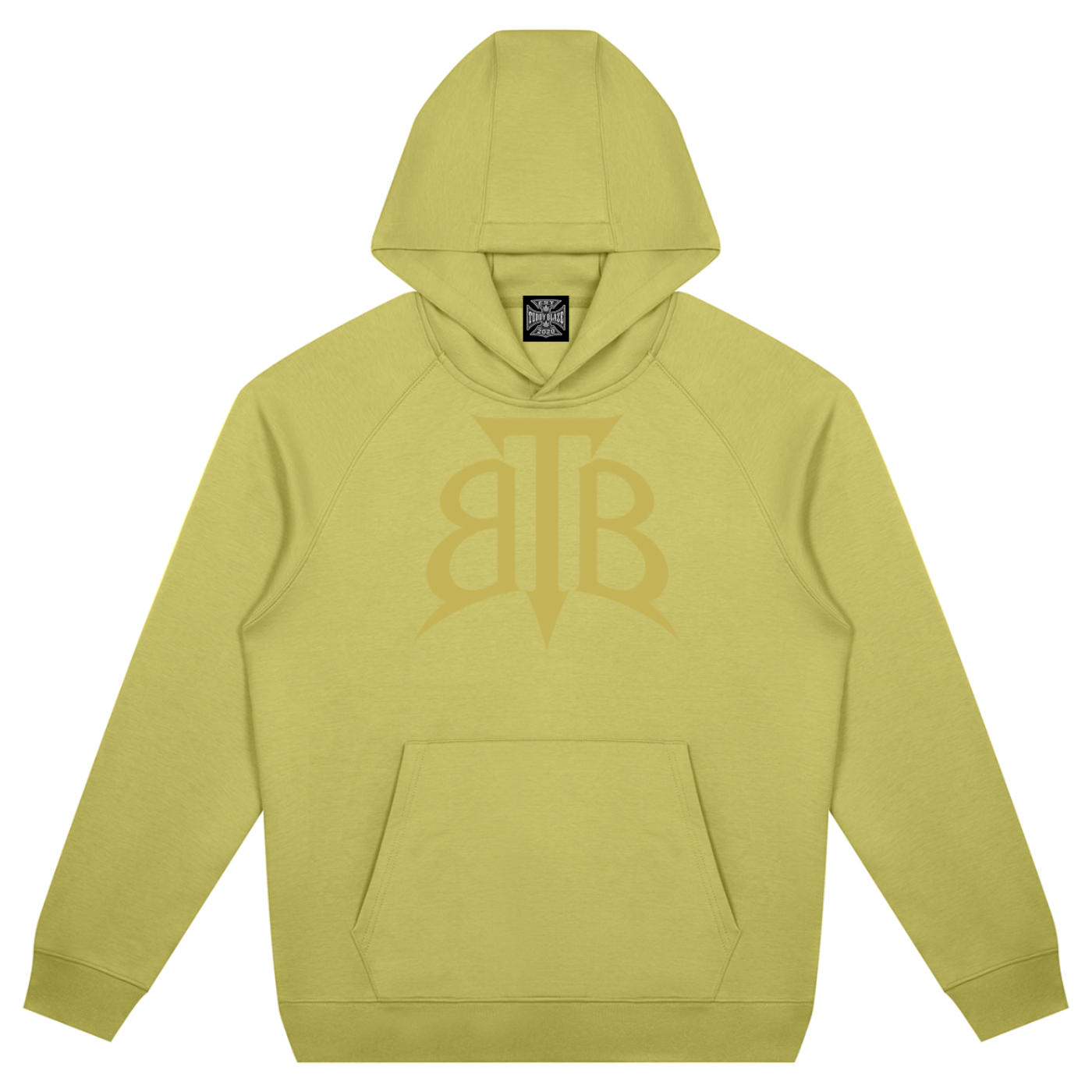 Shop the Signature Cachet Oversized Raglan Hooded Jumper by Teddy Blaze. 380 GSM olive lime bonded fleece hoodie with Cachet emblem from The Mature Mocha Collection.