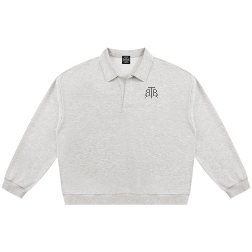 Shop the Signature Cachet Oversized Rugby Shirt by Teddy Blaze. Heavyweight 310 GSM heather gray fleece rugby pullover featuring the Cachet emblem from The Mature Mocha Collection.