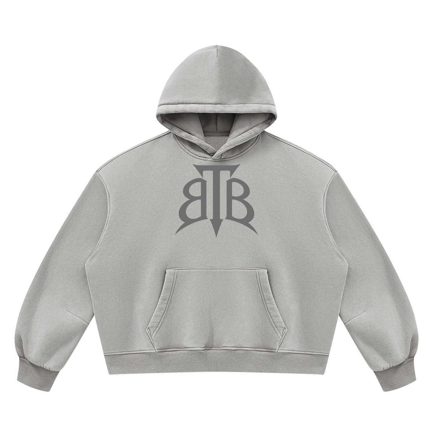 Shop the Signature Cachet Vintage Wash Boxy Fleece Hooded Jumper by Teddy Blaze. 390 GSM heavy slate gray hoodie featuring the Cachet emblem from The Mature Mocha Collection.