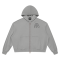 Shop the Signature Cachet Vintage Wash Boxy Zip Up Hoodie by Teddy Blaze. 360 GSM slate gray cotton zip hoodie featuring the Cachet emblem from The Mature Mocha Collection.