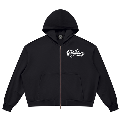 Shop the Signature Cotton Vintage Wash Boxy Zip Hoodie by Teddy Blaze. 360 GSM washed black heavy cotton zip hoodie reflecting stealth wealth and quiet luxury from the COVERUPS line of The Mature Mocha Collection.