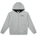 Shop the Signature Drop Shoulder Slim Fit Zip Hoodie by Teddy Blaze. 380 GSM bonded heather gray fleece zip-up with contrast black lining from THE BLAZE MAN.