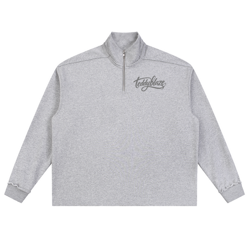 Shop the Signature Fleece Rolled Edge Quarter-Zip by Teddy Blaze. 450 GSM ultra-heavyweight fleece heather grey quarter-zip jumper from ON TOP.