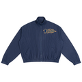 Shop the Signature Mr. Blaze Striped Golf Jacket by Teddy Blaze. 145 GSM navy pinstripe zip jacket with mascot back art from BLAZING THE ELEMENTS.