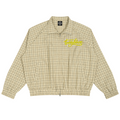 Shop the Signature Plaid Stand Collar Jacket by Teddy Blaze. Woven cotton-poly plaid zip jacket featuring yellow script embroidery from the HIGH ROLLERS OUTERWEAR line.