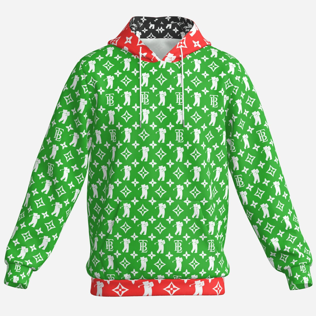Shop the Iron + Ivy Signature RIG-B Monogram Pullover Hoodie by Teddy Blaze. High-tech scuba air layer hoodie featuring all-over golf bear monogram and contrast red trim.