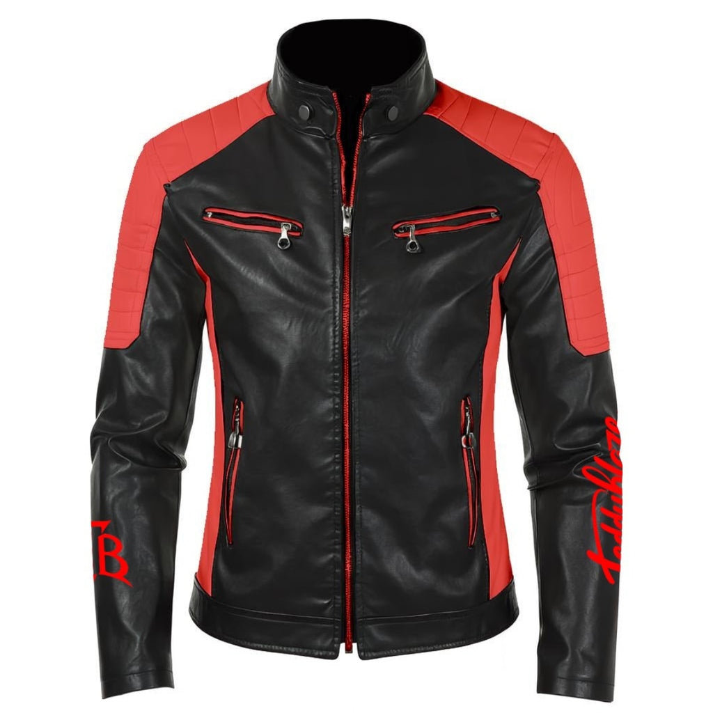 Shop the Signature Sin City Moto Jacket by Teddy Blaze. Black & red PU leather moto jacket featuring ornate Sin City back crest from HIGH ROLLERS OUTERWEAR.