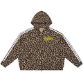 Shop the Signature Stripe Leopard Print Cotton Zip Hoodie by Teddy Blaze. 360 GSM heavy cotton fleece hoodie with white sleeve stripes & yellow branding from HIGH ROLLERS OUTERWEAR.