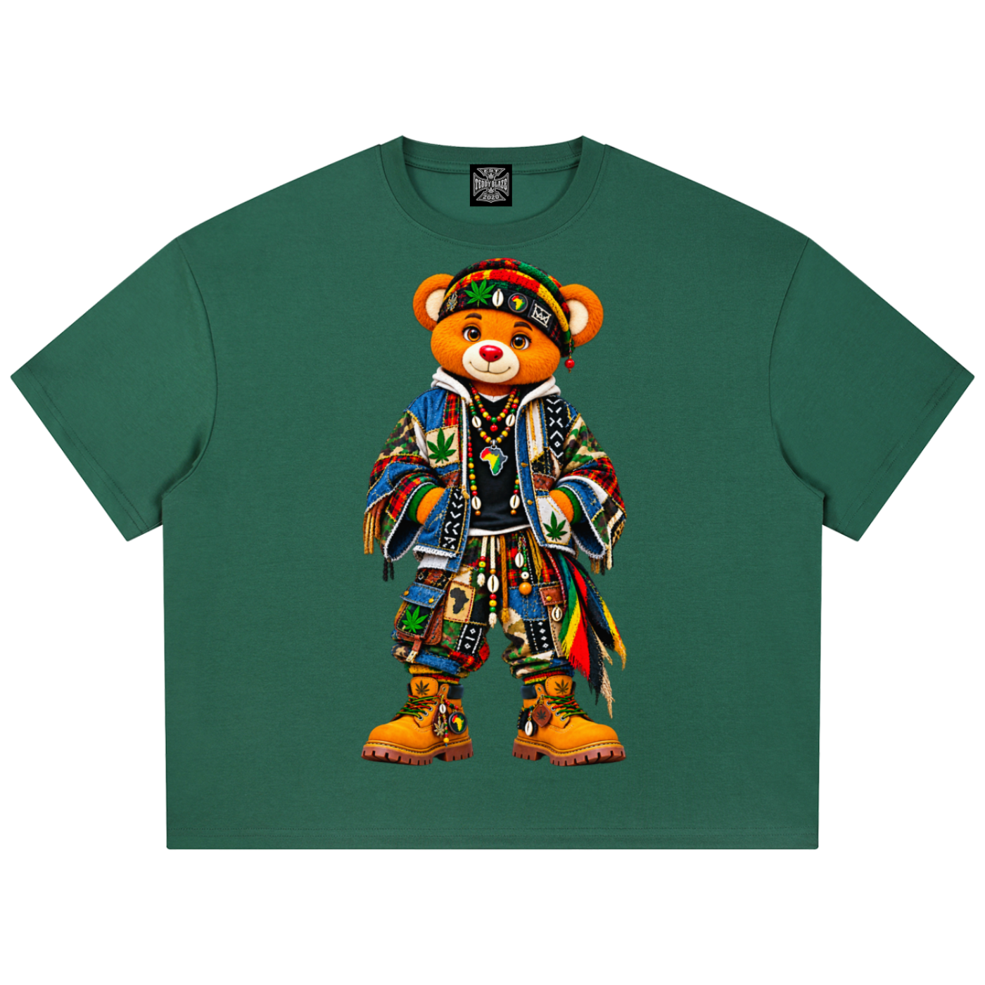 Shop the Teddy Blaze Boho ENY Boxy Coolmax Tee featuring Teddy Blaze Boho, a cotton-Coolmax blend and signature East New York-inspired artwork.