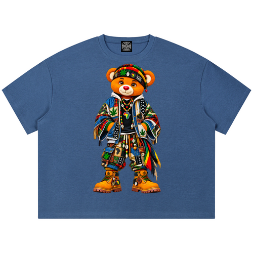Shop the Teddy Blaze Boho Waffle Knit Boxy Tee, a heavyweight textured unisex tee featuring Teddy Blaze Boho and signature Brooklyn-inspired artwork.