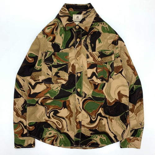 Shop the Teddy Blaze Nomad Marbled Camo Utility Shirt, a 100% cotton men's overshirt featuring abstract woodland camouflage, four utility pockets and relaxed workwear styling.