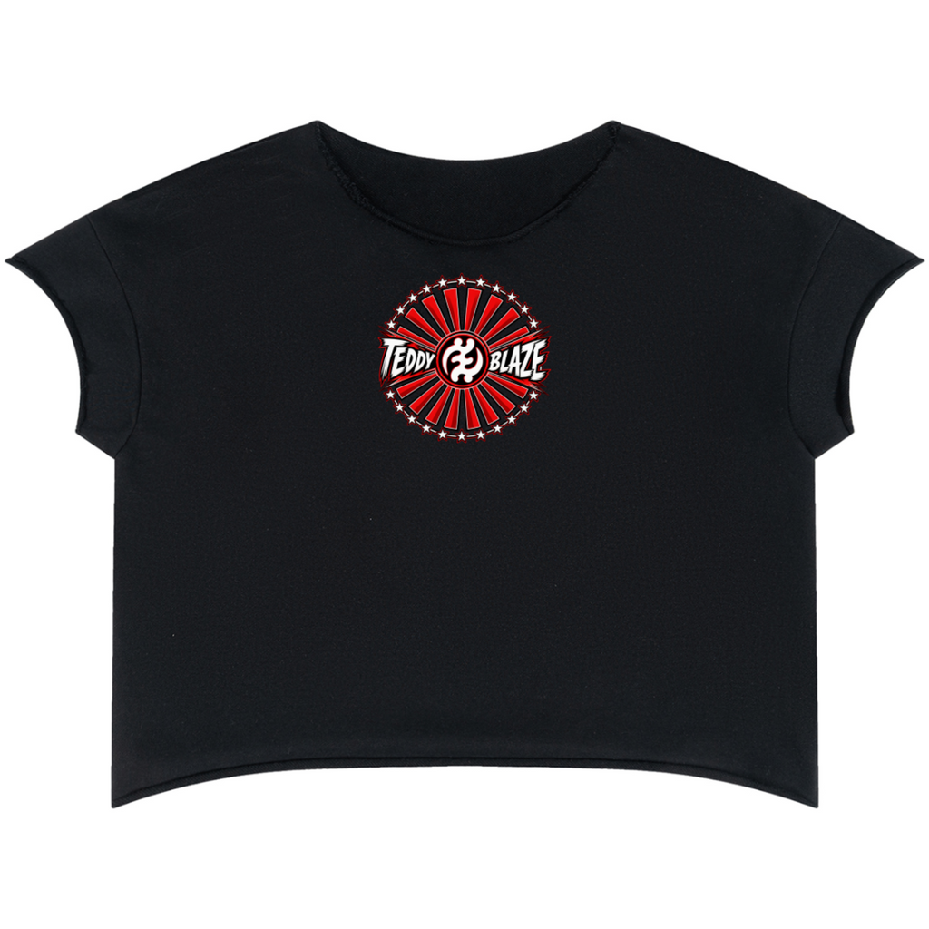 Shop the Teddy Blaze Rising Heavyweight Boxy Dolman Tee, featuring raw-edge details, a Gye Nyame emblem and Teddy Blaze Samurai back graphic.