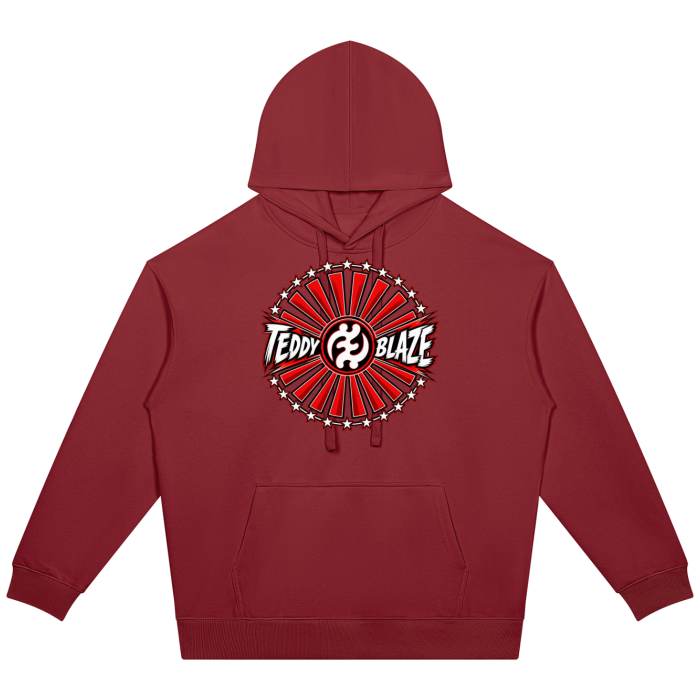Shop the Teddy Blaze Rising oversized heavyweight hoodie featuring Gye Nyame and Teddy Blaze Samurai artwork in a bold Afrodemia Americana cultural fusion.