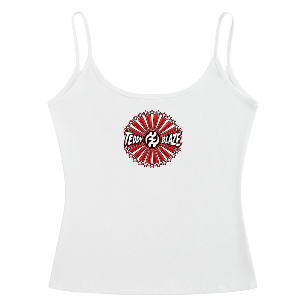 Shop the Teddy Blaze Rising women's open-back tank with Gye Nyame artwork, stretch cotton construction and a sleek slim fit made for bold summer styling