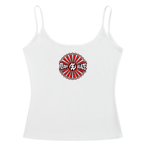 Shop the Teddy Blaze Rising women's open-back tank with Gye Nyame artwork, stretch cotton construction and a sleek slim fit made for bold summer styling