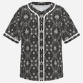 Black-and-white Teddy Blaze baseball jersey featuring DaChek, TeddyFlora motifs, contrast piping and an oversized DaCruz Crest back graphic.