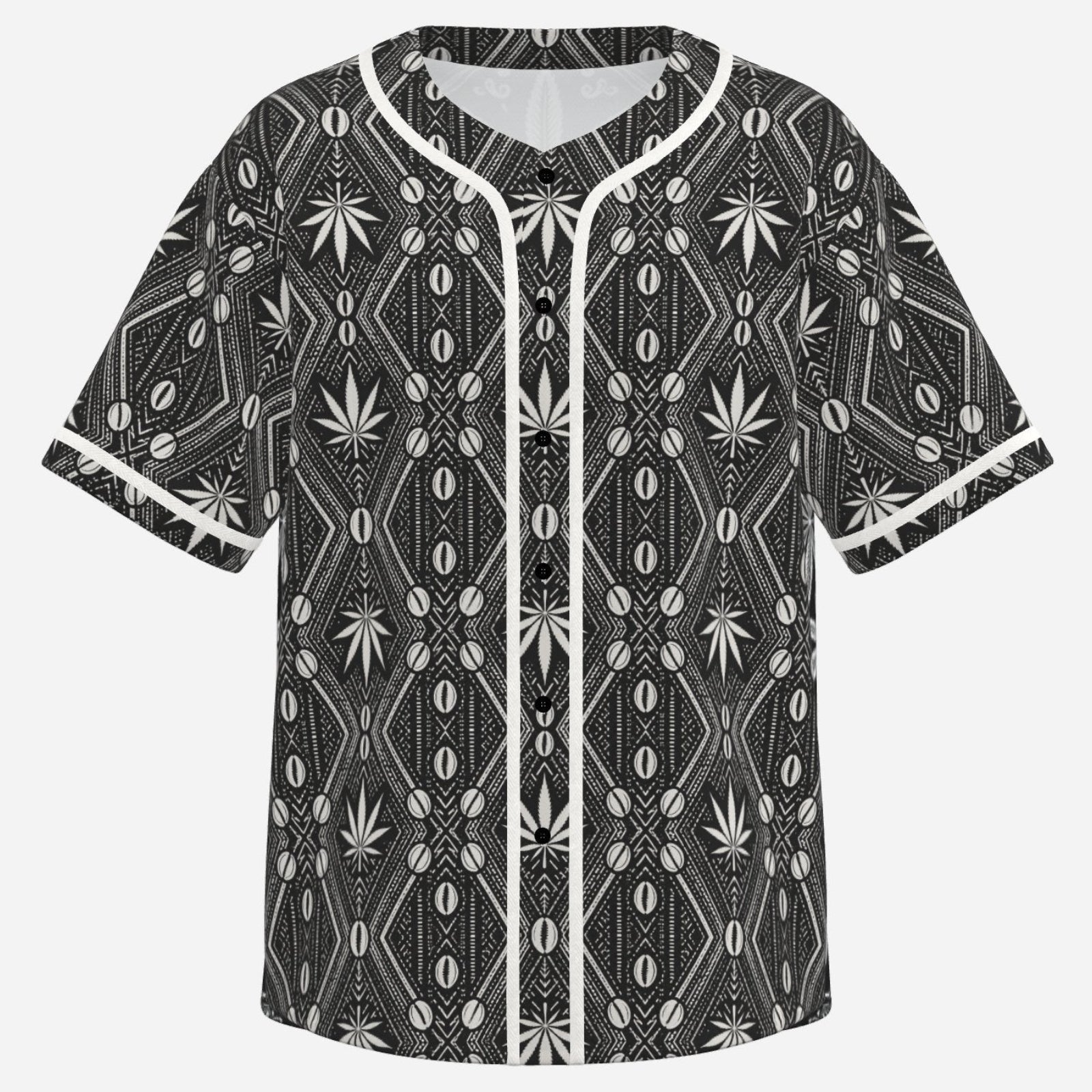 Black-and-white Teddy Blaze baseball jersey featuring DaChek, TeddyFlora motifs, contrast piping and an oversized DaCruz Crest back graphic.