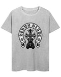 Teddy Blaze Ursa Cruz Cotton Tee | Men's Heather Grey Gothic Graphic T-Shirt