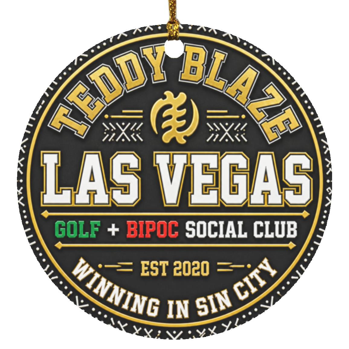 Shop the Winning in Sin City Crest Ornament by Teddy Blaze. High-gloss MDF holiday ornament featuring edge-to-edge sublimation print and gold hanging cord.