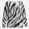 Teddy Blaze Zebra Trompe L'oeil Off the Shoulder Jumper with dimensional black and white faux fur zebra print